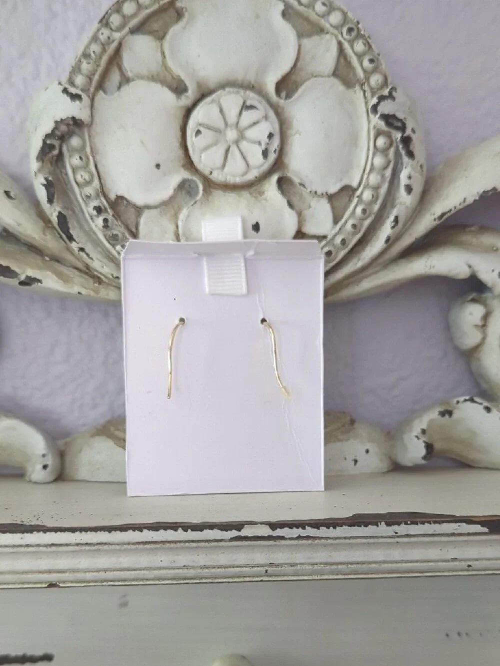 Blue Green Ombre Stone Crystal Drop Earrings Gold Tone Hooks